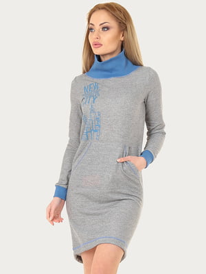 Платье-свитер серое с рисунком | 6548588