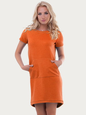 Платье-футболка оранжевое | 6548615