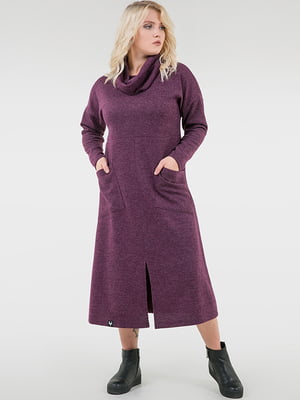 Сукня зі знімним хомутом фіолетова довжина міді | 6548820