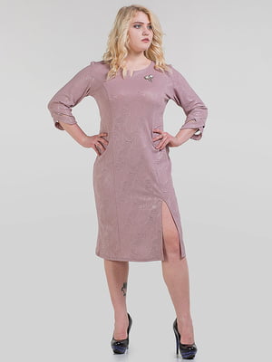 Элегантное платье бежевого цвета с узором | 6548841