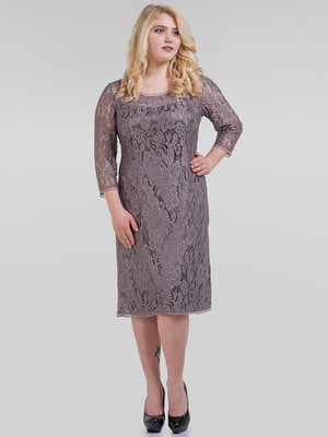 Коктейльное гипюровое платье фиолетового цвета | 6548875