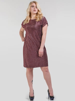 Коктельна сукня бордового кольору, декорована блискітками | 6548878