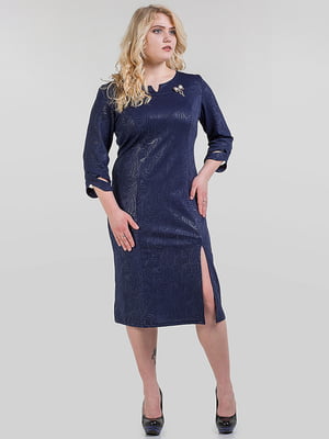 Елегантна темно-синя сукня з візерунком | 6548885