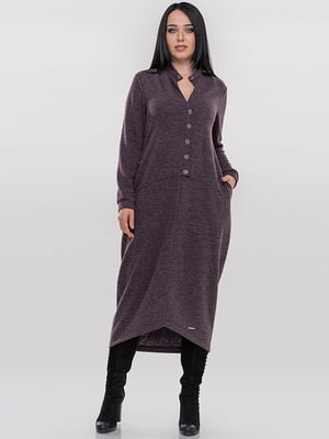 Платье фиолетовое с карманами и воротником-стойка | 6549027