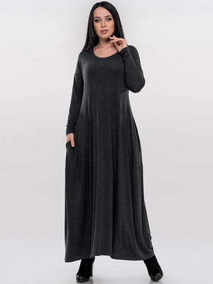 Платье трикотажное темно-серое | 6549053