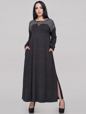 Платье А-силуэта темно-серое | 6549056