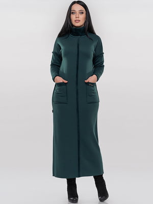 Сукня із трикотажу на хутряній основі глибокого зеленого кольору | 6549058