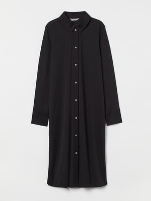 Черное платье-рубашка с разрезами по бокам подола | 6527871