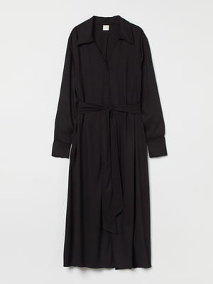 Сукня-сорочка чорного кольору зі знімним поясом | 6527898