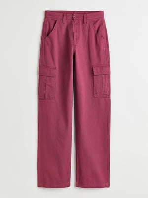 Широкие малиновые джинсы с накладными карманами | 6527927