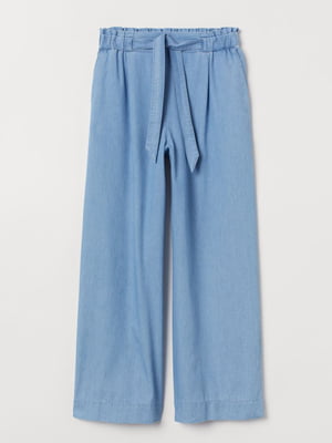 Широкие светло-синие брюки из тонкого денима | 6528112