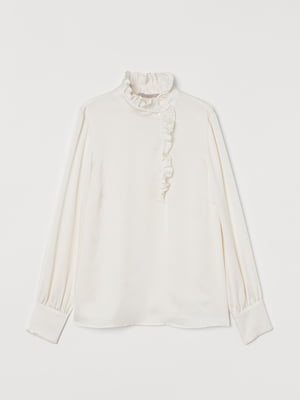 Блуза кремового кольору із фактурної тканини з легким блиском | 6528157