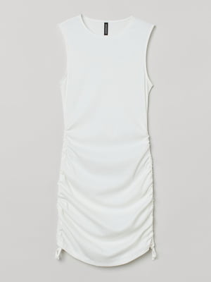 Приталена біла сукня в рубчик | 6528171