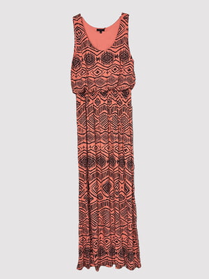 Платье кораллового цвета в абстрактный принт | 6566268