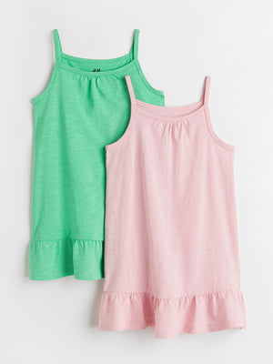 Набор платьев зеленое и розовое (2 шт.) | 6566395