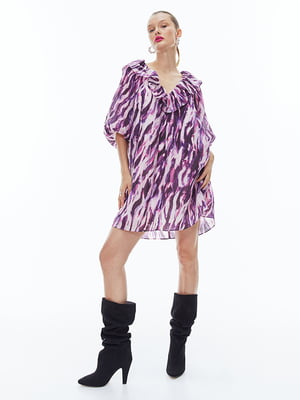 Сукня фіолетова з принтом | 6566817