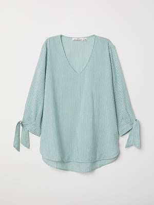 Блуза зелено-біла у смужку | 6566981