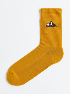 Шкарпетки гірчичні з принтом | 6567234