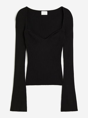 Пуловер черного цвета в рубчик | 6568088