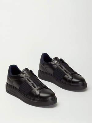 Кросівки чорні із синім вставками | 6568644