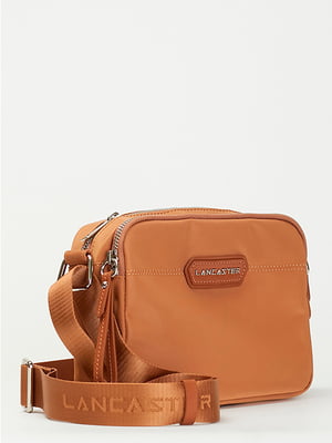 Модная сумка через плечо коричневая с логотипом | 6568677