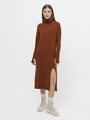 Вязаное платье-свитер терракотового цвета | 6568713