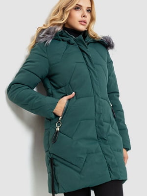 Удлиненная стеганная куртка зеленого цвета | 6569043