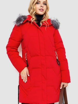 Удлиненная стеганная куртка красного цвета | 6569044
