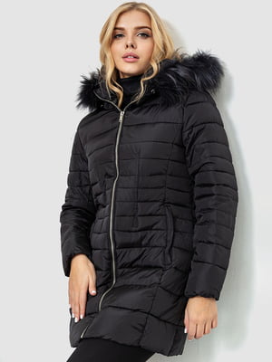 Удлиненная стеганная куртка черного цвета | 6569051