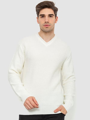 Полушерстяной пуловер молочного цвета | 6569075