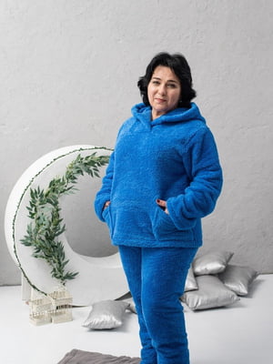 Махрова блакитна піжама: худі та штани | 6568740