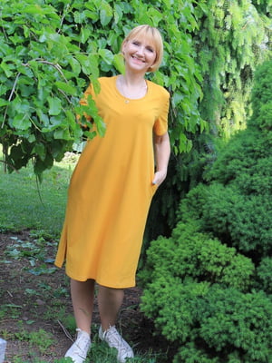 Повсякденна сукня-футболка жовтого кольору | 6568779