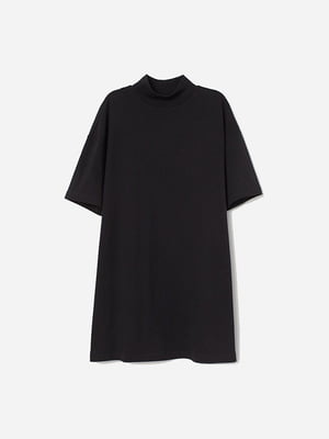 Платье-футболка черное с принтом | 6569334