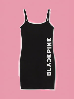 Сукня у білизняному стилі чорна з принтом | 6569431