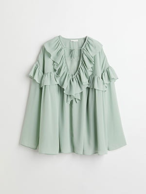 Блуза бирюзового цвета с рюшами | 6569517