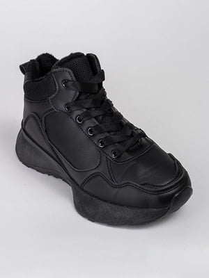 Зимові високі кросівки чорного кольору на масивній підошві | 6570432