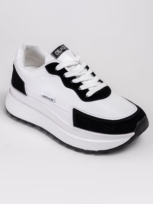 Бело-черные кроссовки на массивной подошве | 6570456