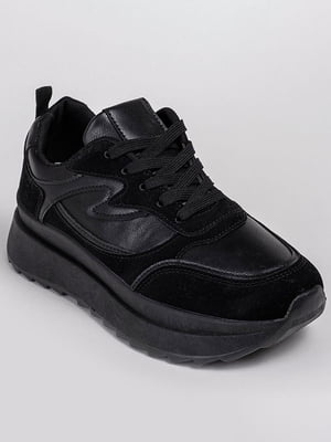 Комбіновані кросівки чорного кольору | 6570464