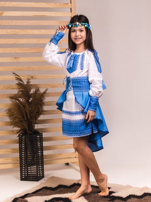 Костюм-вишиванка Україночка з баскою блакитний | 6569741