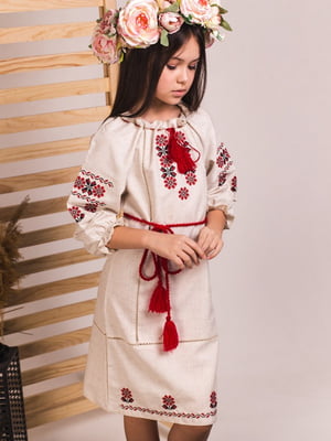 Вишита сукня Традиція на бежевому льоні | 6569782
