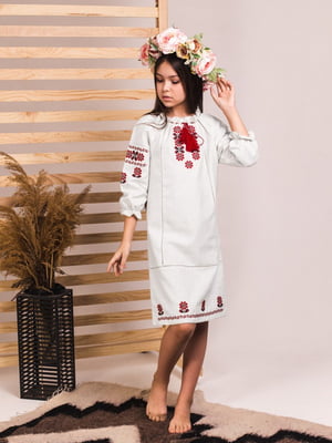 Вишита сукня Традиція на білій домотканій тканині | 6569924