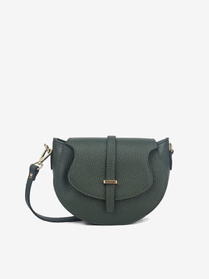 Шкіряна сумка крос-боді темно-зеленого кольору | 6573662