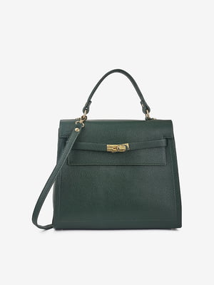 Шкіряна сумка крос-боді темно-зеленого кольору | 6573676