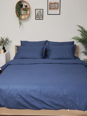 Комплект постельного белья из страйп сатина «Delfi Blue» детский: пододеяльник (110х140 см) и наволочки (40х60 см; 2 шт.) | 6570656