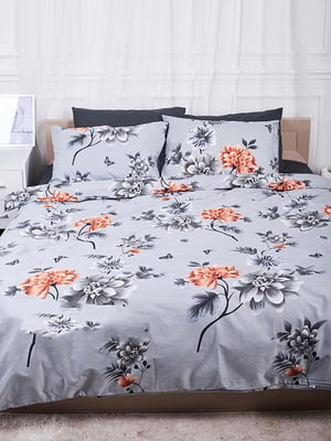 Комплект постельного белья Ranforce Elite «Piwonie Gray» двуспальный: пододеяльник (175х210 см) наволочки (70х70 см; 2 шт.) | 6570844