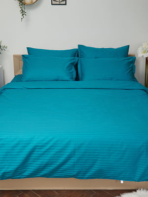 Комплект постельного белья Satin Stripe «Turkish Blue» полуторный: пододеяльник: 143х210, наволочки: 2х50х70 см | 6571338