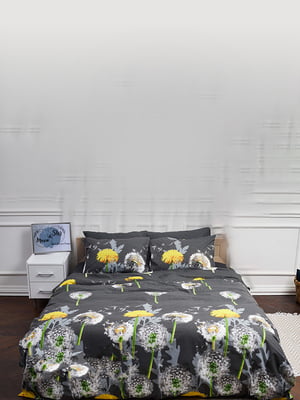 Комплект постельного белья Бязь Gold Люкс «Dandelion Black» детский: пододеяльник (110х140 см), наволочки (2х40х60 см) | 6571704