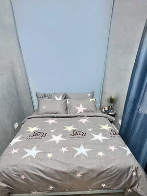 Комплект постельного белья Бязь Gold Люкс «Gray Stars» двуспальный: пододеяльник: 175х210, наволочки: 2х50х70 см | 6572050