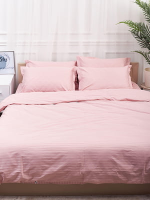 Комплект постельного белья Satin Stripe «Pink» King Size 220x240, наволочки: 2х70х70 см | 6572812