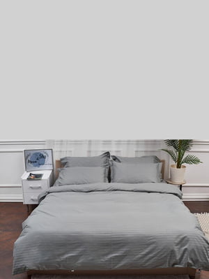 Комплект постельного белья Satin Stripe «Stripe Gray»» евро: пододеяльник: 200х220 см, наволочки: 2х70х70 см | 6572848